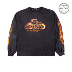Vintage Custom Tee with Crystals from Swarovski® - FLAME BIKER
